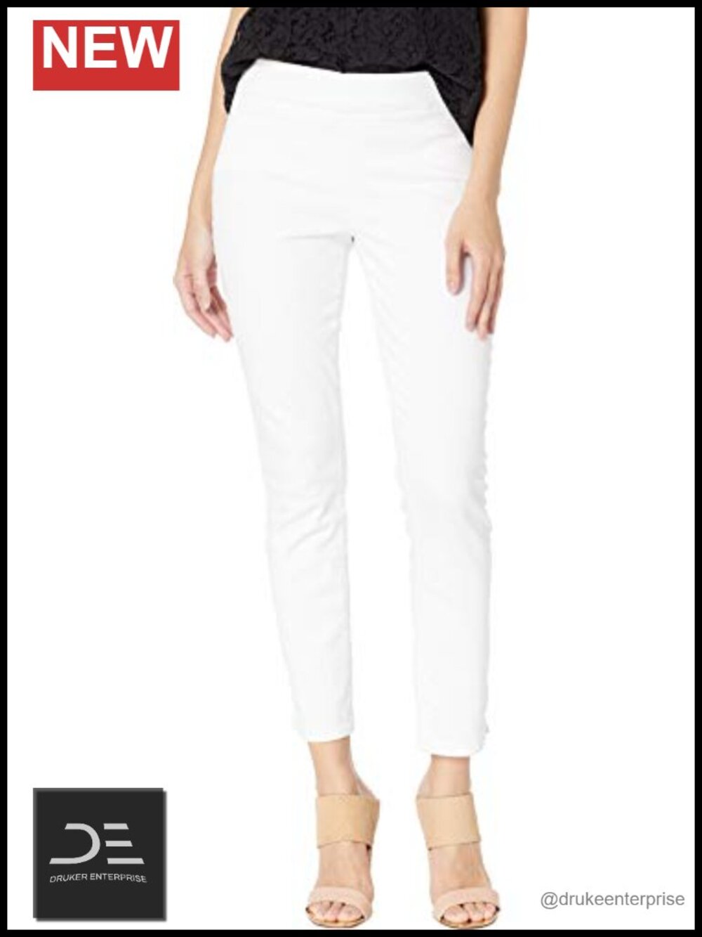 NYDJ Pull-On Skinny Ankle Jeans Lift Tuck Technology Side Slits Mid-Rise